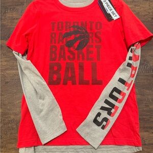 NBA Toronto Raptors Kids Red and Gray Long Sleeve Tee